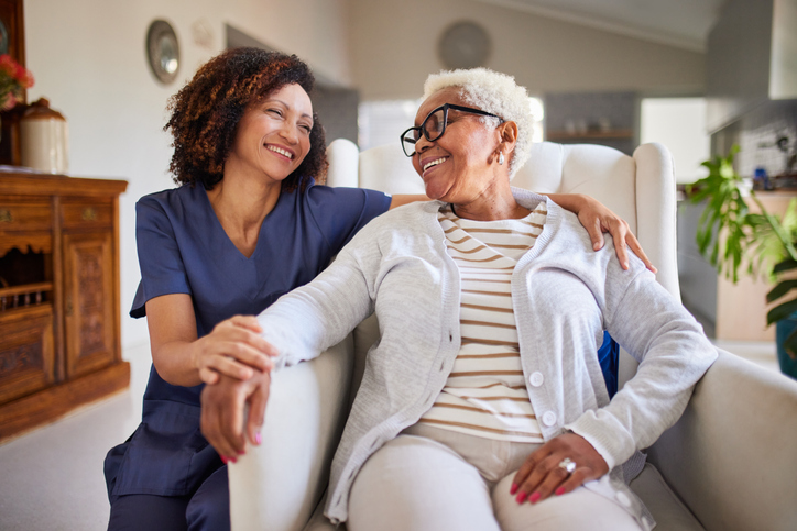 older adult with caretaker
